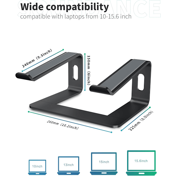 Ergonomisk bærbar computer stand til Mac MacBook Pro Air og alle Apple bærbare computere, kompakt bærbar bærbar computer stand til 10-15,6 tommer bærbar computer