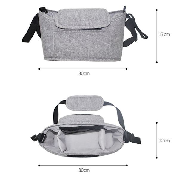 Barnevogn Hengeveske Barnevogn Baby Organizer Mummy Bag Light Grey
