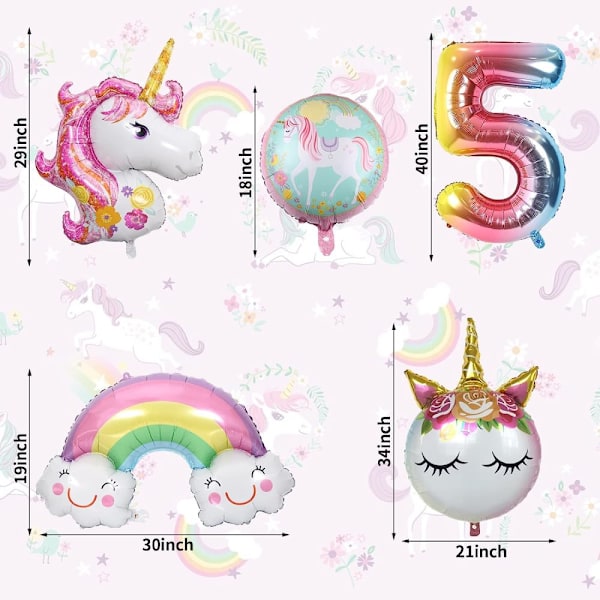 Födelsedagsballonger 5 år Enhörningar TUTUXMA