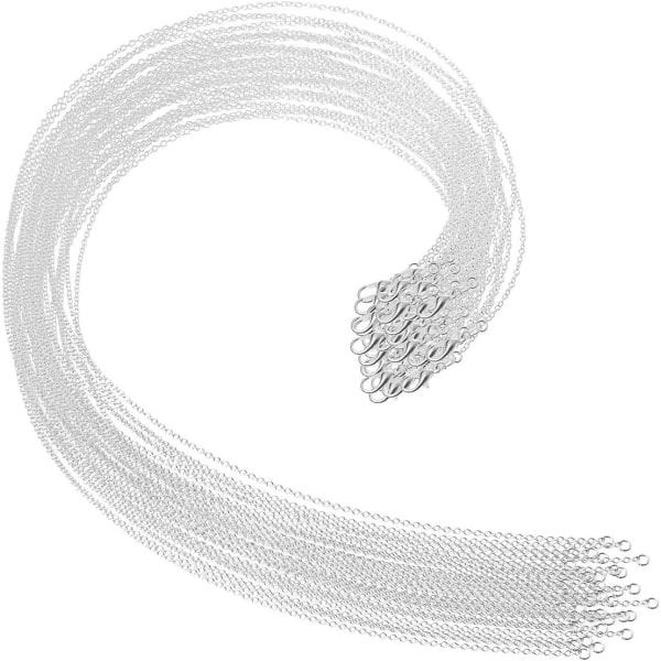Galaxy 30-pack Halsbandskedja Silverpläterade halsbandskedjor Bulk Cable Chain Charms, 1,2 mm (15 cm)