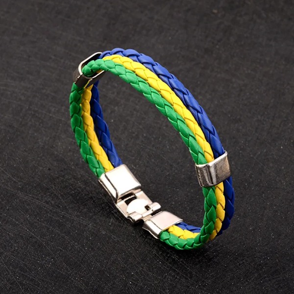 Mode Russland Spania Frankrike Brasil Flagg Lær Team Armbånd Herr Fotballfans Høy Kvalitet Par Gave Smykker Brazil Flag