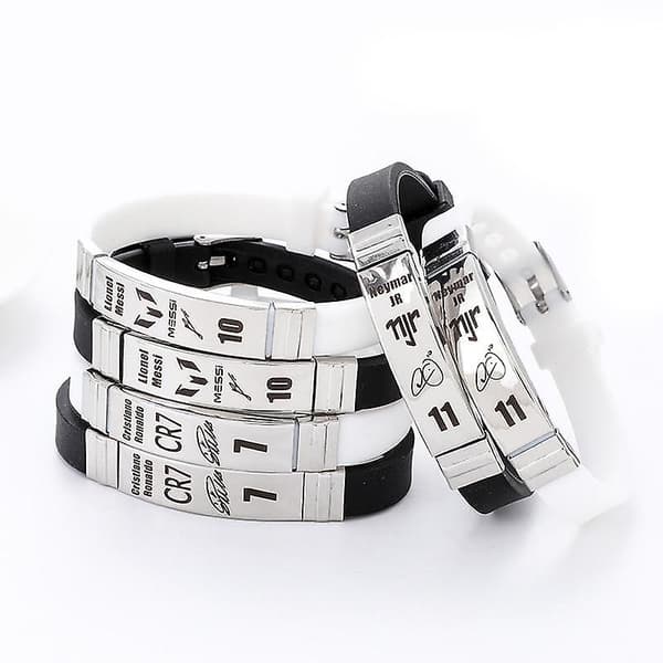 Silikonarmband i rostfritt stål - FA11 - 21cm / Messi