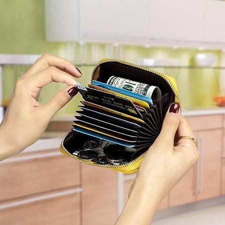 Ægte læder harmonika RFID-blokerende kreditkortholder til-FA-