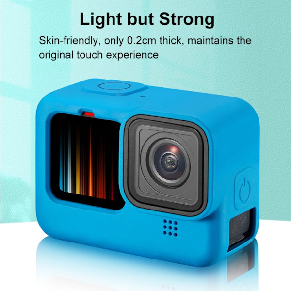 PULUZ GoPro HERO12 Black /11 Black /10 Black /9 Black Silikon Suojaava Kotelo Rannehihnan & Linsisuojan kanssa Blue 360