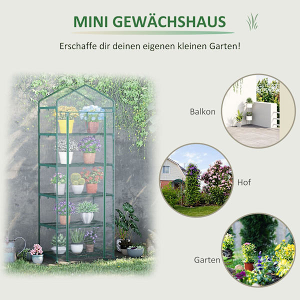 Folieväxthus med 5 hyllor, Miniväxthus, för blommor eller grönsaker 5800