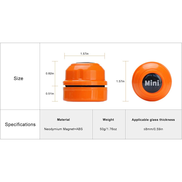 Mini magnetisk akvarieborste - Akvarierengörare - Bärbar (orange)