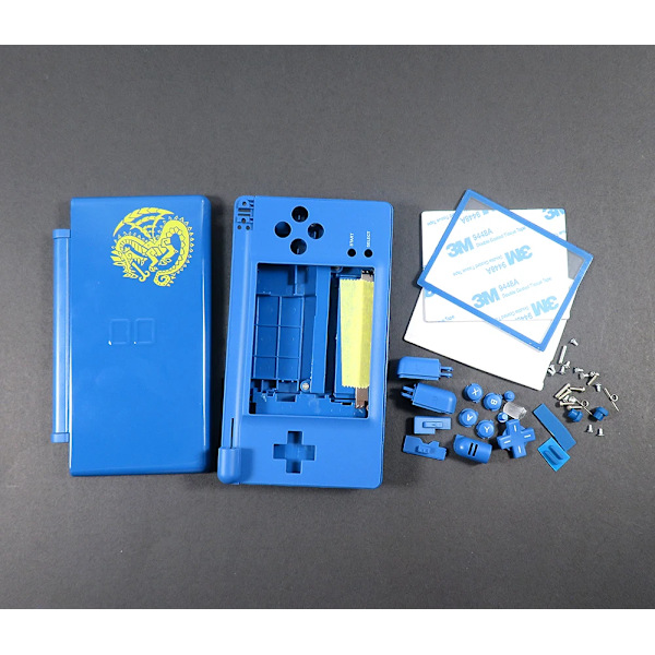 Komplett sett for ND SL Limited Edition Case Cover Erstatning for Nintend DS Lite Shell Housing med Button Kit Blue dragon