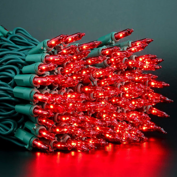 Röda julgransljus med grön kabel 66 fot 200 räkna Ul Certifie