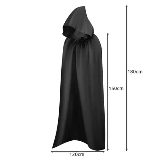 Kappe med Hætte / Kappe - Halloween-FA- Svart black