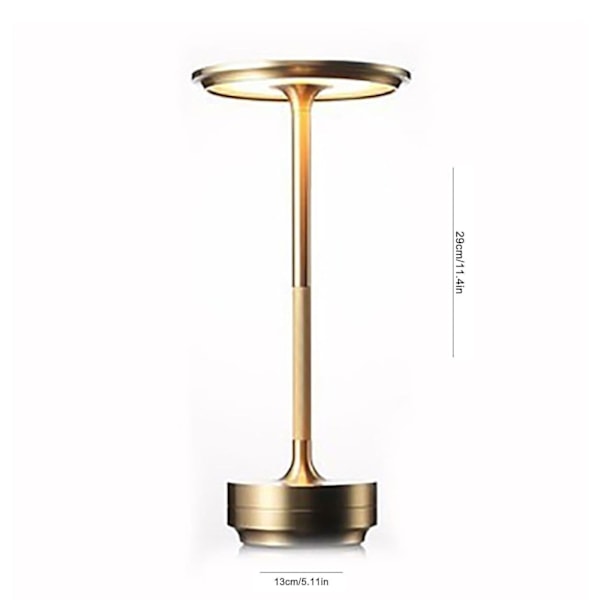 Trådløs bordlampe - dæmpbar - metal - genopladelig - guld gold