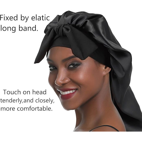 KCVV Nattmössa - Satin Nattmössa - Lång Satin Bonnet för Flickor - för Damer - 2 Stycken