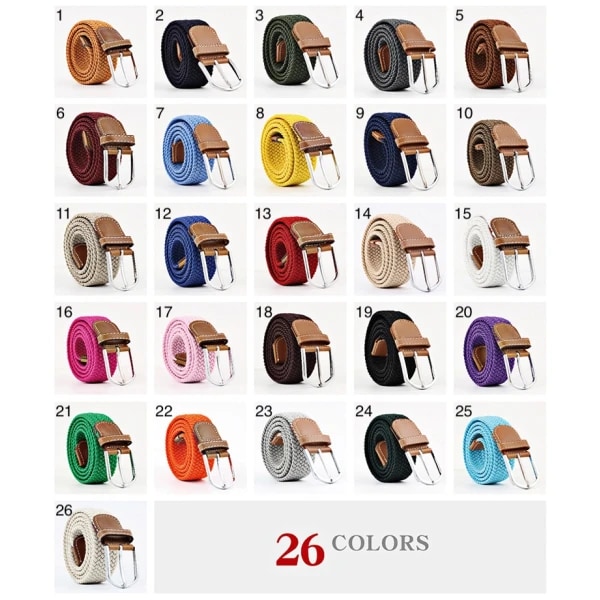 Flerfarvede elastiske vævede bælter Casual flettet stretchbælte 5 Brun / Terracotta