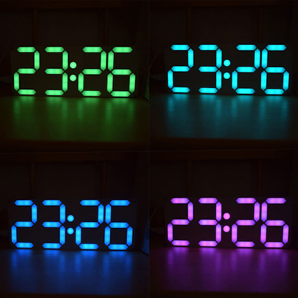 Klocka DS3231 4-siffrig DIY digital LED-klockkit med regnbågsfärg