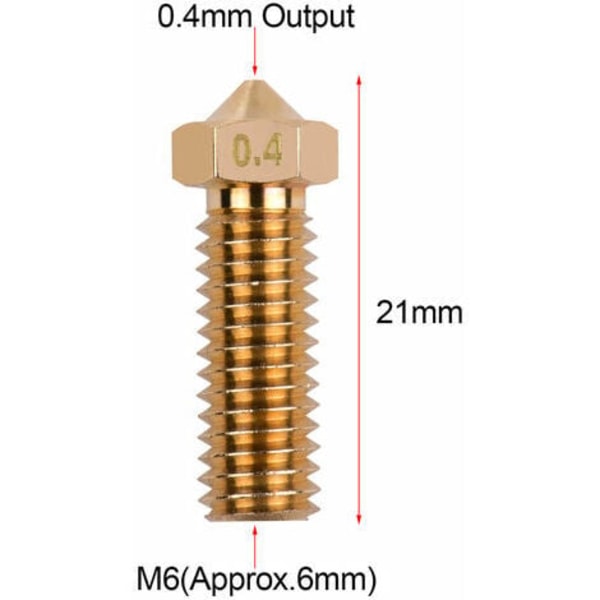 3 stk 3D-skriver ekstruder messing vulkan dyse M6 tråd skriver