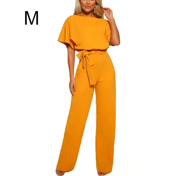 Dame Jumpsuit Romper Strandferie Body Raka ben Gul Yellow M