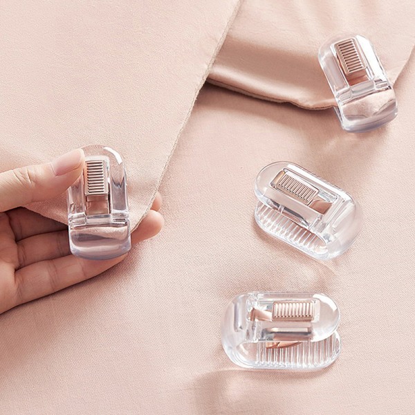 6 stk Soverom Lakenklips Dynetrekkholder Sklisikker Dynetrekk Klips Transparent