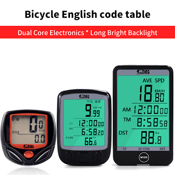 Cykelcomputer Shuntung 548b Mountainbike Engelsk kodetabel A