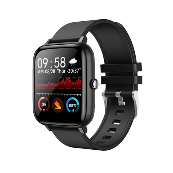 Smartklocka för Herr & Dam - Pulsmätning, Fitness, Bluetooth-Samtal, Vattentät, Sportklocka för Android & iOS (Svart)