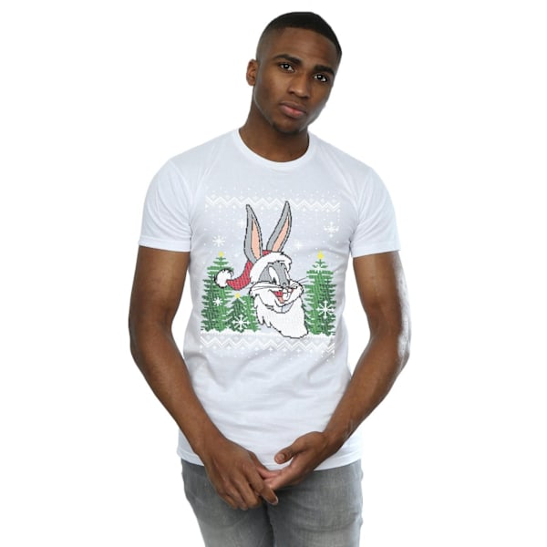 Looney Tunes Herr Bugs Bunny Jul Fair Isle T-skjorte L Hvit White L