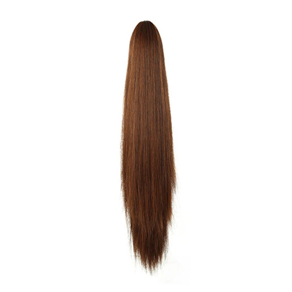 Syntetisk lång rak klohästsvans peruk Clip In Hair n Hairp dark brown One-size