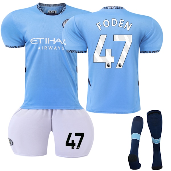 2024-2025 Manchester City Hjemme Barn Fotballsett nr 47 Foden 28