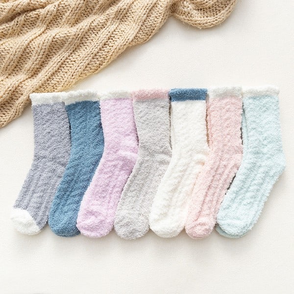 5 Par Kvinders Vinter Varme Bløde Fluffy Sove Strømper Lounge Random