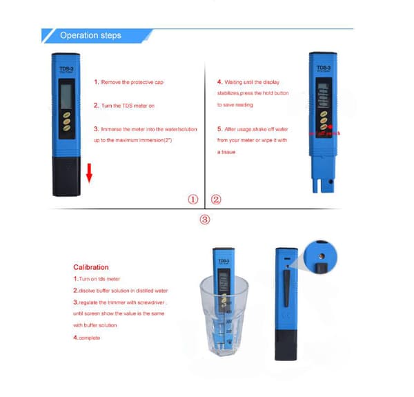 PH-måler TDS EC PH Temperatur 4 i 1 sæt Højpræcisions vandkvalitetstester Pooltester Vandtester med LCD-display Digital TDS-FA-