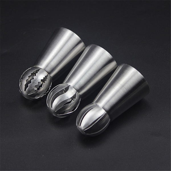 3 store sprøytetips / dyser - Rustfritt stål silver