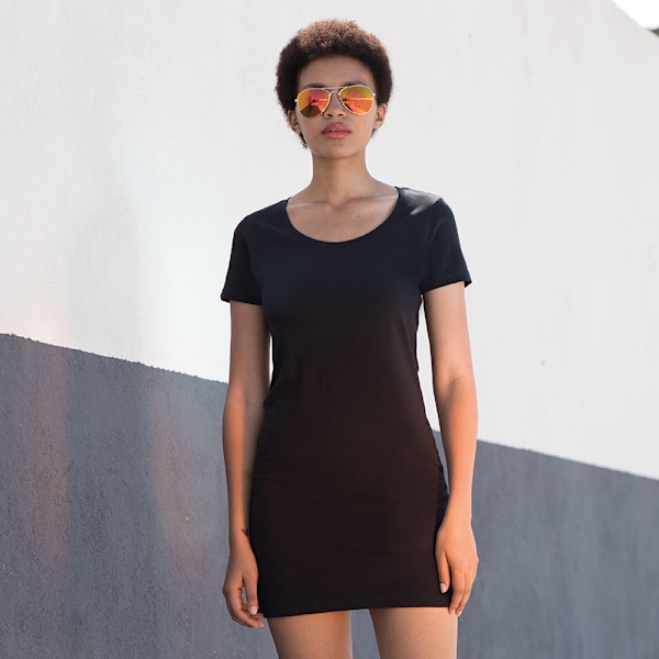 Skinni Fit Dame/Kvinde Scoop Neck T-Shirt Kjole M Sort M Black