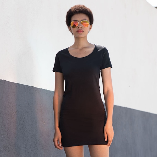 Skinni Fit Dame/Kvinde Scoop Neck T-Shirt Kjole XL Sort XL Black