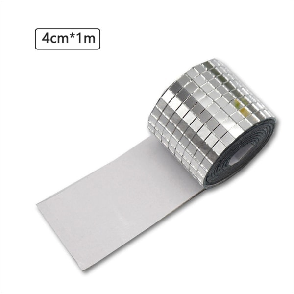 Discokugle DIY Glasspegelklistermærker Vægklistermærker Selvklæbende Sølv 4*100cm Sølv Silver 4*100cm