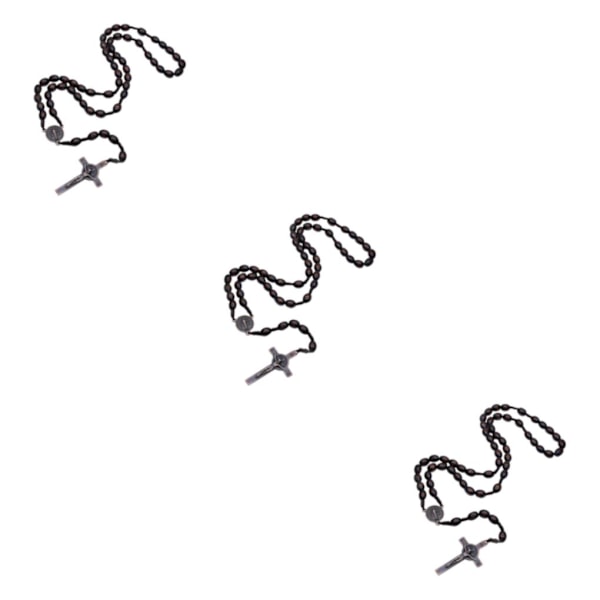 1/2/3/5 Træperler med korsvedhæng til mænd og kvinder 3Set