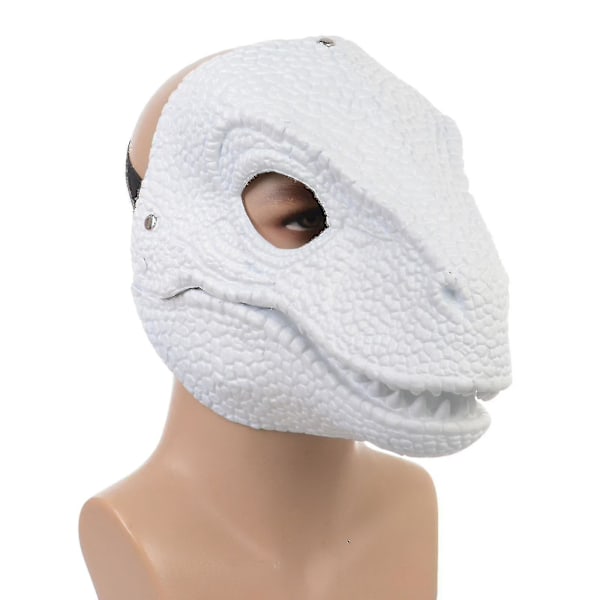 Dinosaurmaske Hodeplagg, Jurassic World Dinosaurleker med Åpning Bevegelig Kjeve, Velociraptor Maske & Tyrannosaurus Rex Maske Bundle White