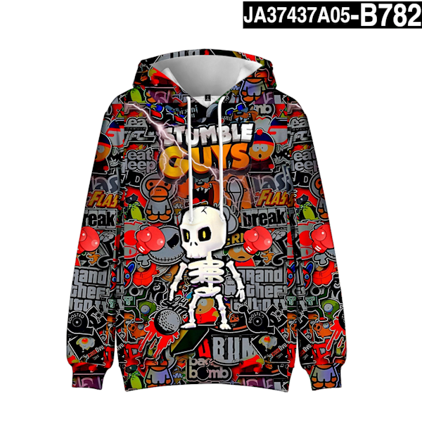 Stumble Guys 3D Print Hoodie Barnkappa Hoodie Yttertøy 5 140 5