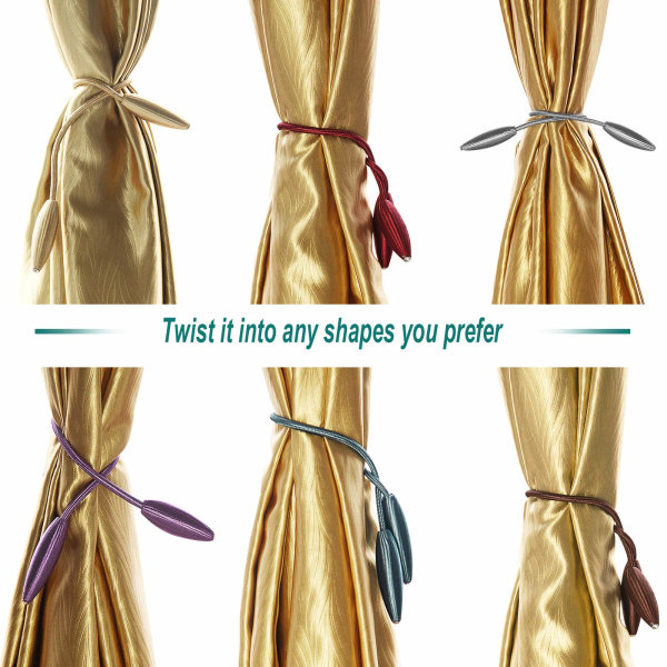 Delar DIY Twist Gardinuppsättning Clips Kreativa Dekorativa Fönsterdraperi Twist Tiebacks Draperier Holdback(Brun)
