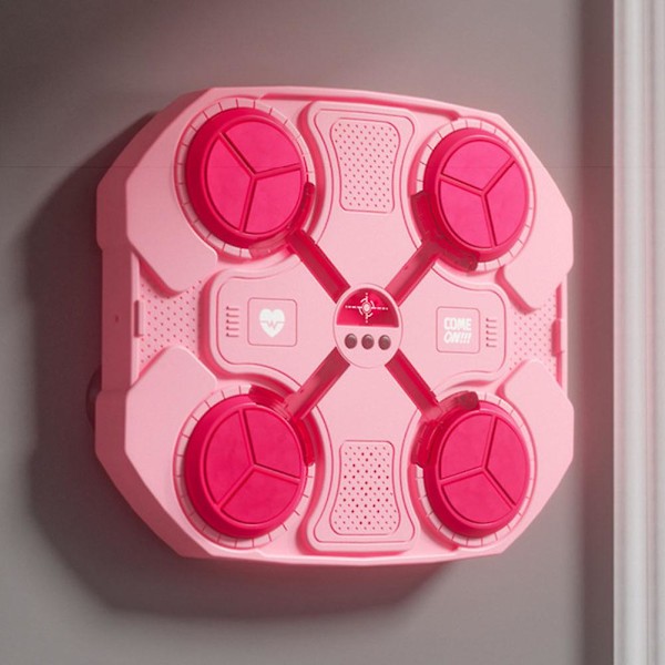 Musikboxningsmaskin för barn 2024 med handskar, Bluetooth Smart Boxningsträning Väggmål Punching Pads för barns födelsedag julgåva Rosa Pink Bluetooth