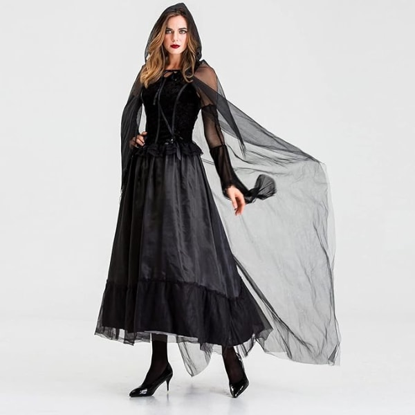 Halloween Kostume Nat Spooky Heks Vampyr Kjole, S