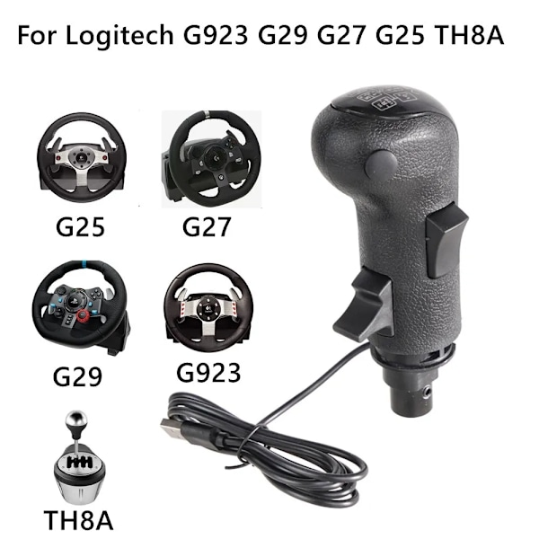 Hög låg växel lastbilssimulator PC USB växelspaksknopp för Logitech G923 G29 G27 G25 TH8A USB växelspaksknopp för ATS ETS2 FANATEC SQ Black