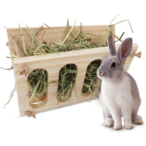 Rabbit Hay Rack Wooden Hay Manger Foldable Bunny Hay Feeder