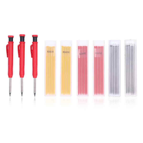 39st Carpenter Pencil Marking Tool Set med 3 färger Refills för träbearbetning