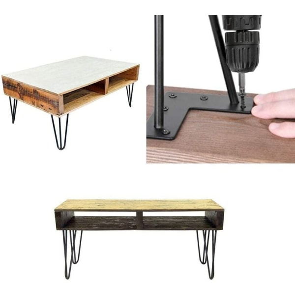 Hårnål bordben, 40 cm, sett med 4 Metallmøbelben for DIY w