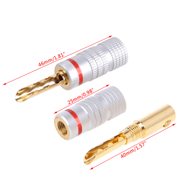 8 st guldpläterade koppar BFA 4 mm bananpluggadapter Tråd högtalarkontakter