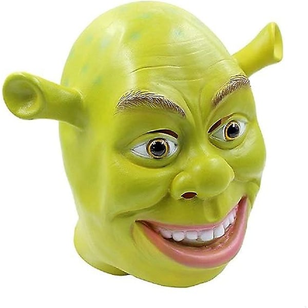 Shrek Mask Kostym Halloween Cosplay Vuxen Full Huvud Grön Shrek Mask Latex Mask