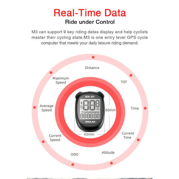 Mini GPS cykelcomputer, GPS speedometer, trådløs cykelcomputer