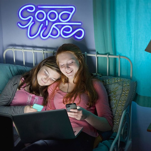 Blå positive bølger neon skilt Led neon skilt vegg USB neon skilt