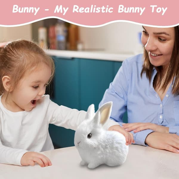 Interactive Bunny Plush Toys, Realistic Hopping Rabbit Toy, Interactive Rabbit Toy for Easter, Electric Rabbit Toys (Pink)-FA- white