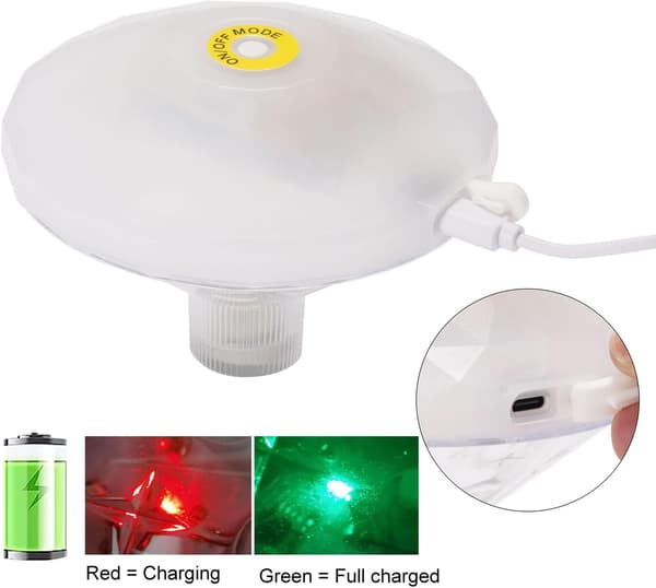 Flydende pool LED badekar lys, vortex lys, genopladeligt pool lys, badeværelse disco, støv, børns badelegetøj, 7 tilstande-FA-