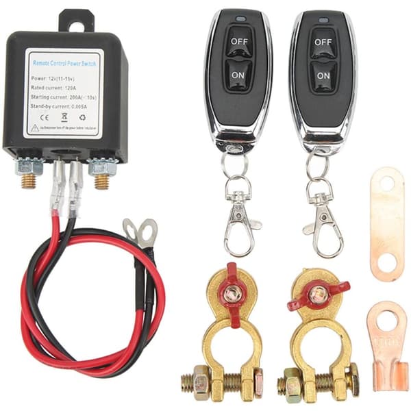 Remote Battery Disconnect Switch, DC 12V Car Power Switch, Anti-Theft, Main Power Switch with Remote Control Copper Terminal for Car (12V12-FA-