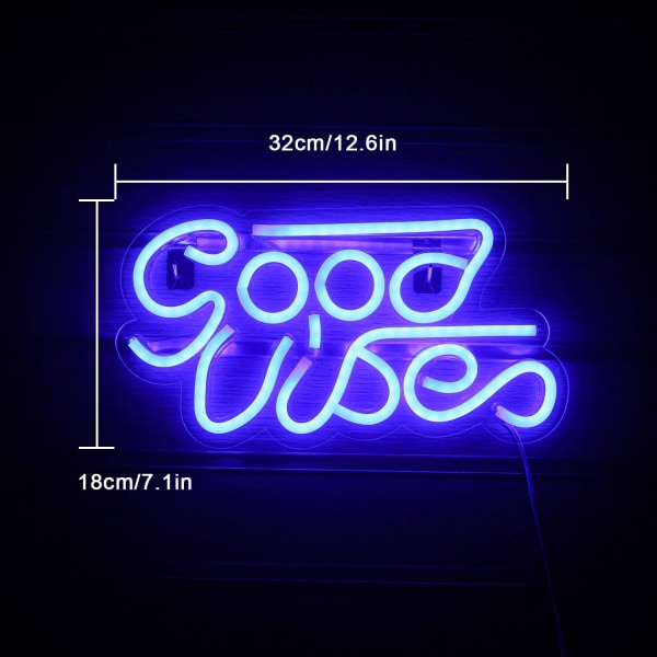 Blå Positiva Vågor Neon Skylt Led Neon Skyltar Vägg USB Neon Skylt
