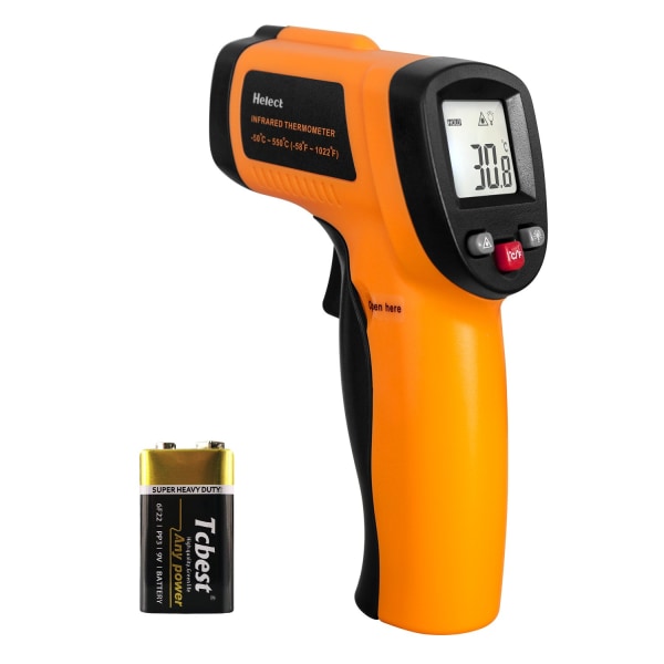 Infraröd termometer, beröringsfri laser infraröd termometer från -50°C till 550°C, bakgrundsbelyst LCD-skärm (ej för människor)